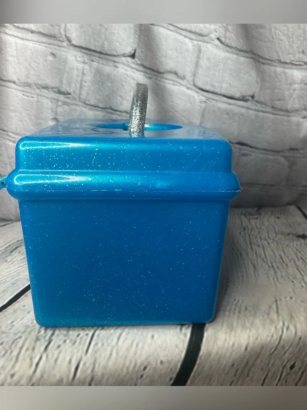 Vtg 90s y2k Caboodles Liquid Metallics 5620 Blue GLITTER Makeup Case Organizer